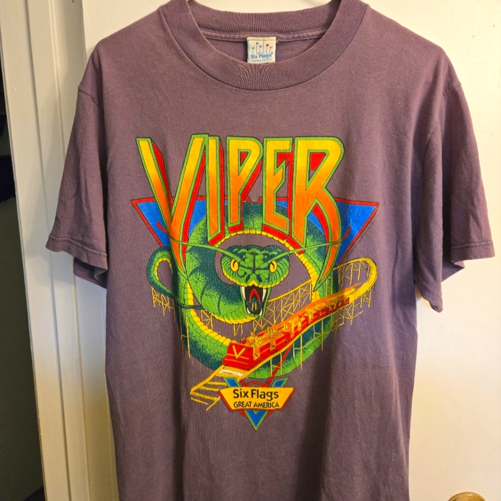 Vintage 90s Six Flags Viper Shirt Sz M